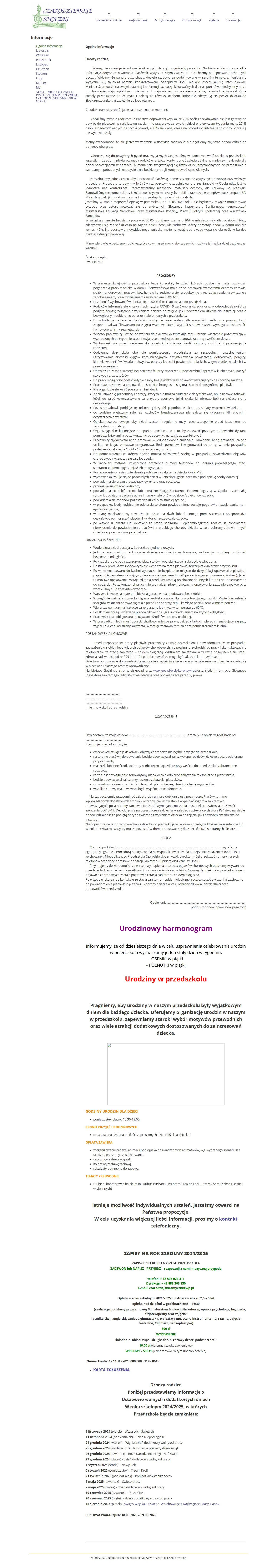 Stara podstrona Informacje z Web Archive, zrzut całej strony